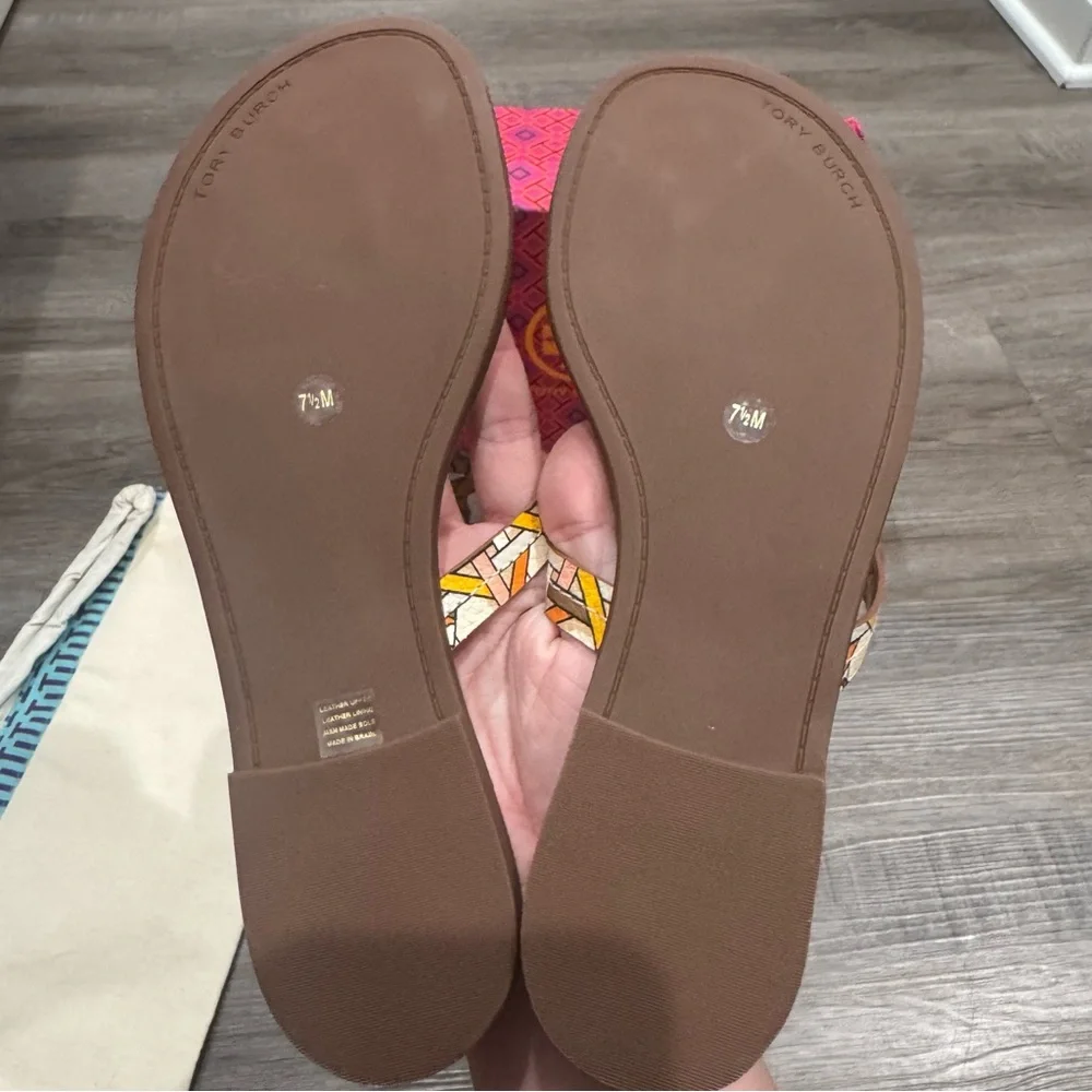 Tory Burch Miller Geo Logo Printed Leather Sandals